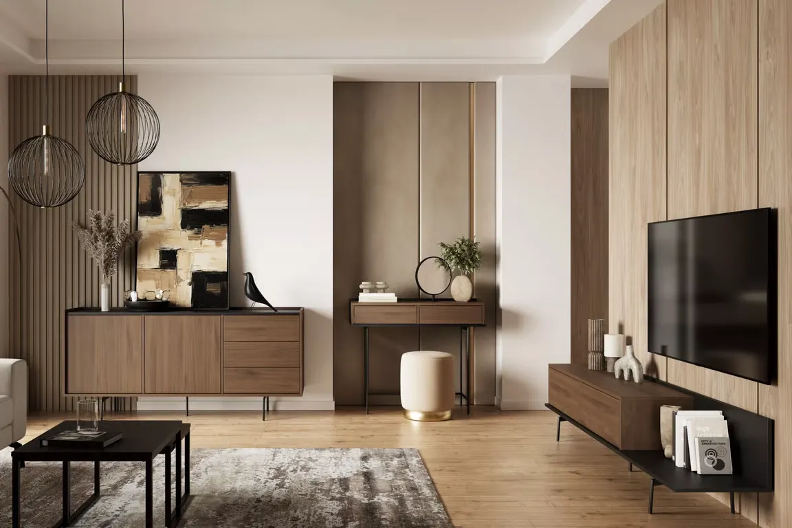 Konsola z 2 szufladami ZENAR 100 cm orzech elegant czarny