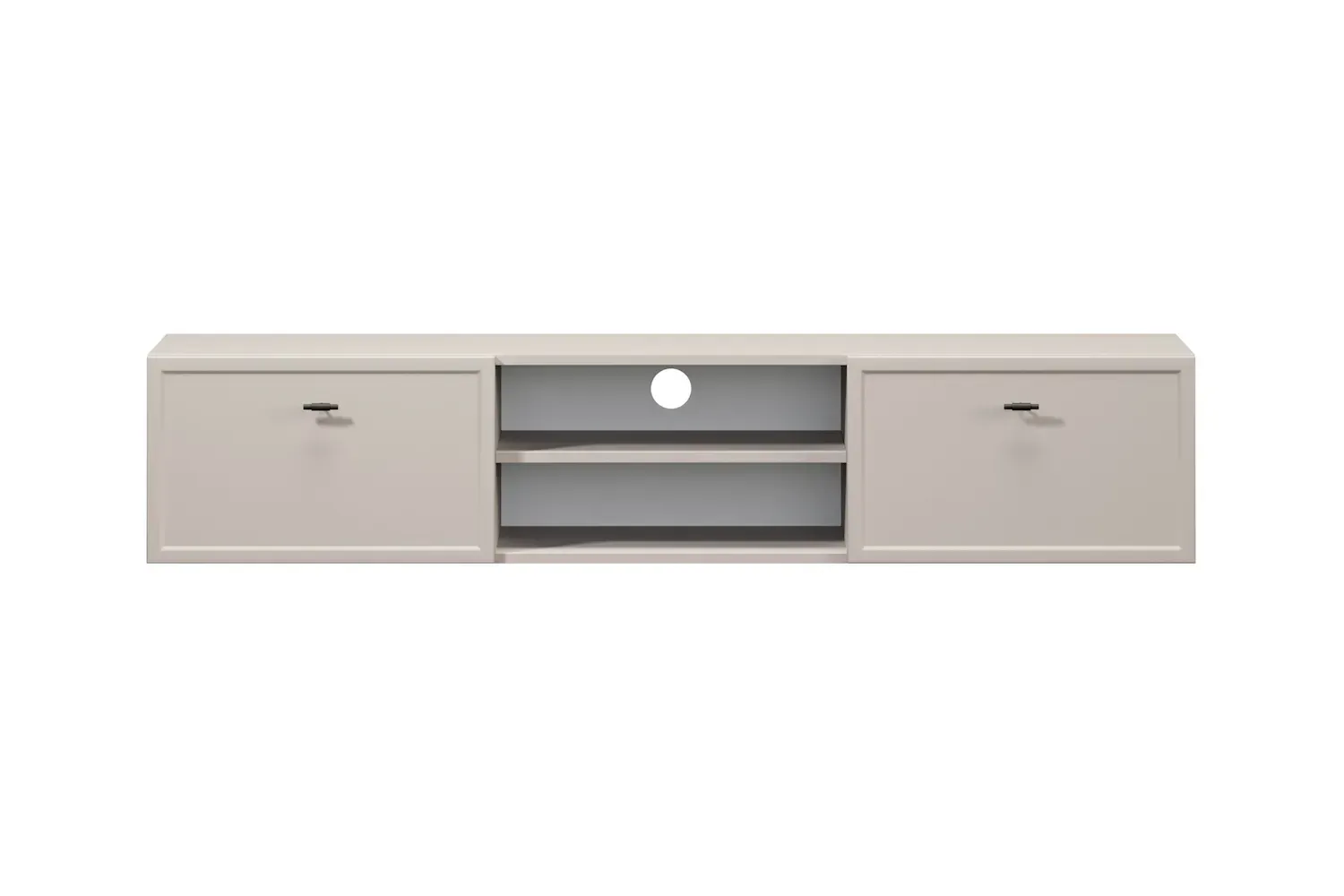 Szafka RTV wisząca z 2 szufladami LORINI 150 - cashmere uchwyt T-bar czarny — zdjęcie 2