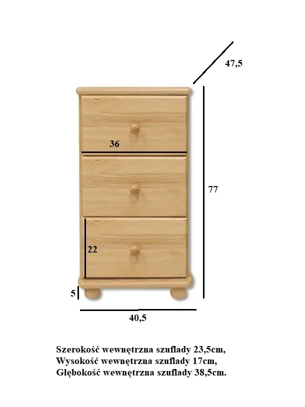 KD108 komoda S40 W78 G47 sosna orzech DREWMAX - 00700