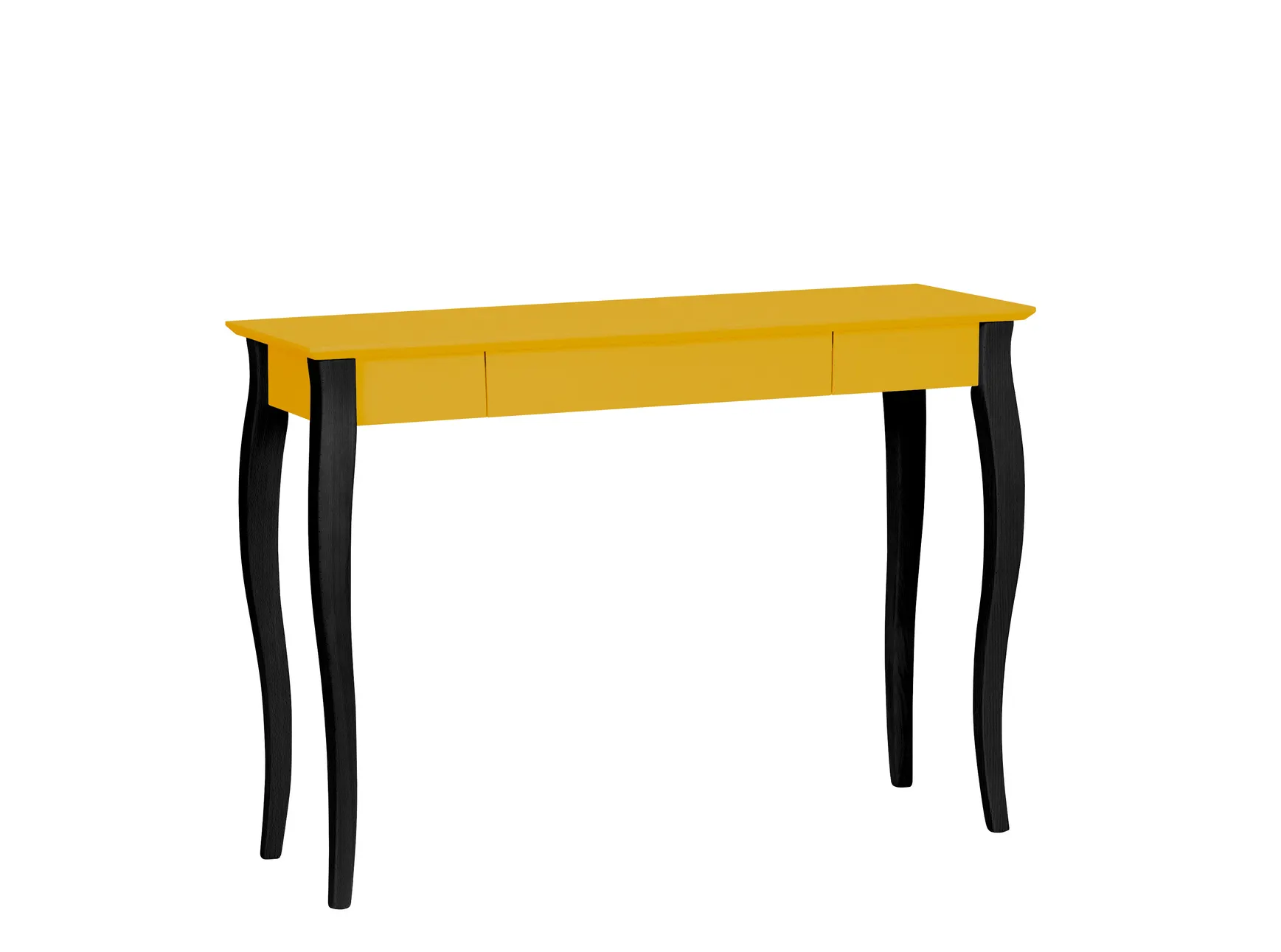 Biurko z szufladą LILLO 105x40 żółty blat/czarne drewniane nogi