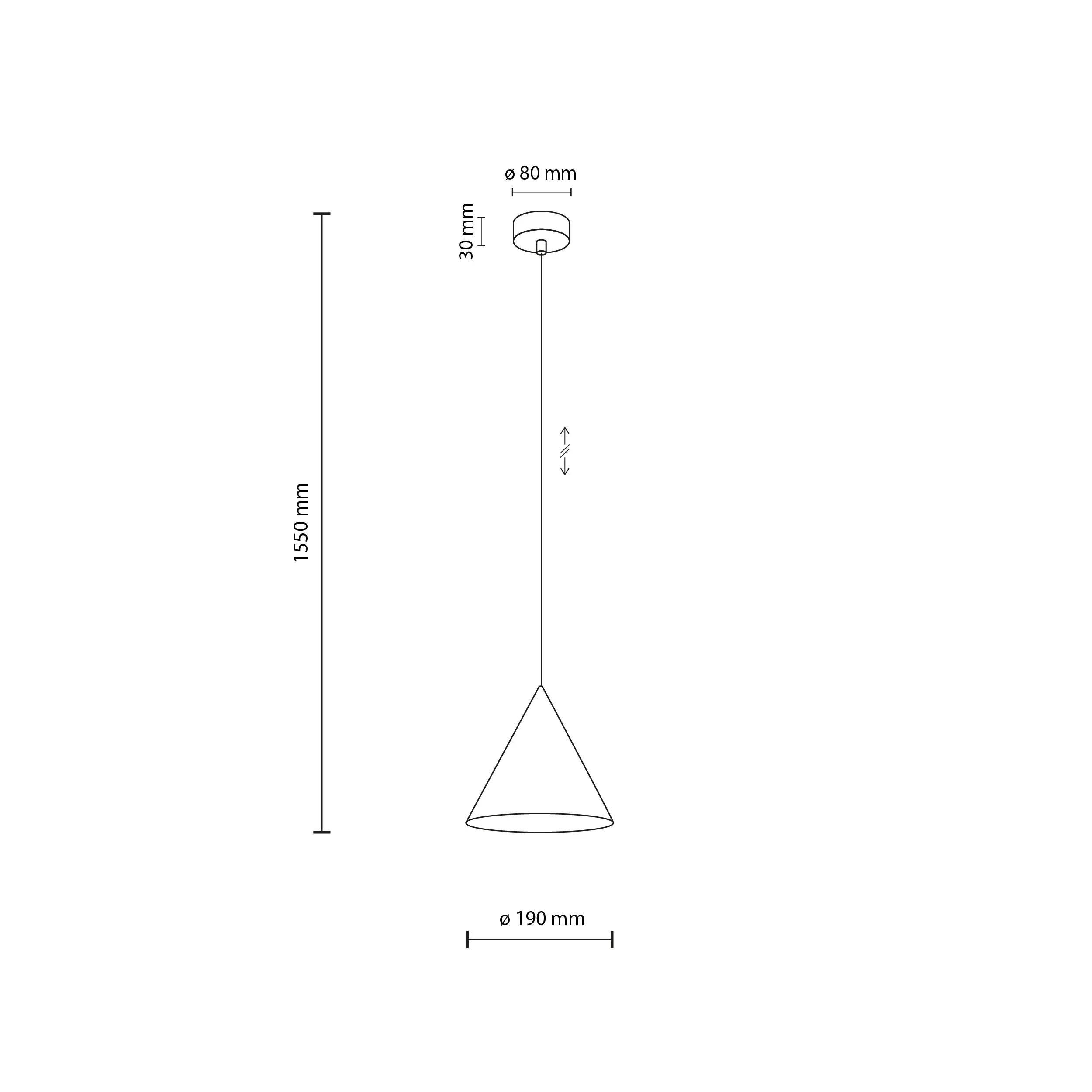 Lampa wisząca CONO żółta na przeźroczystym przewodzie 140x19cm - TK_10077