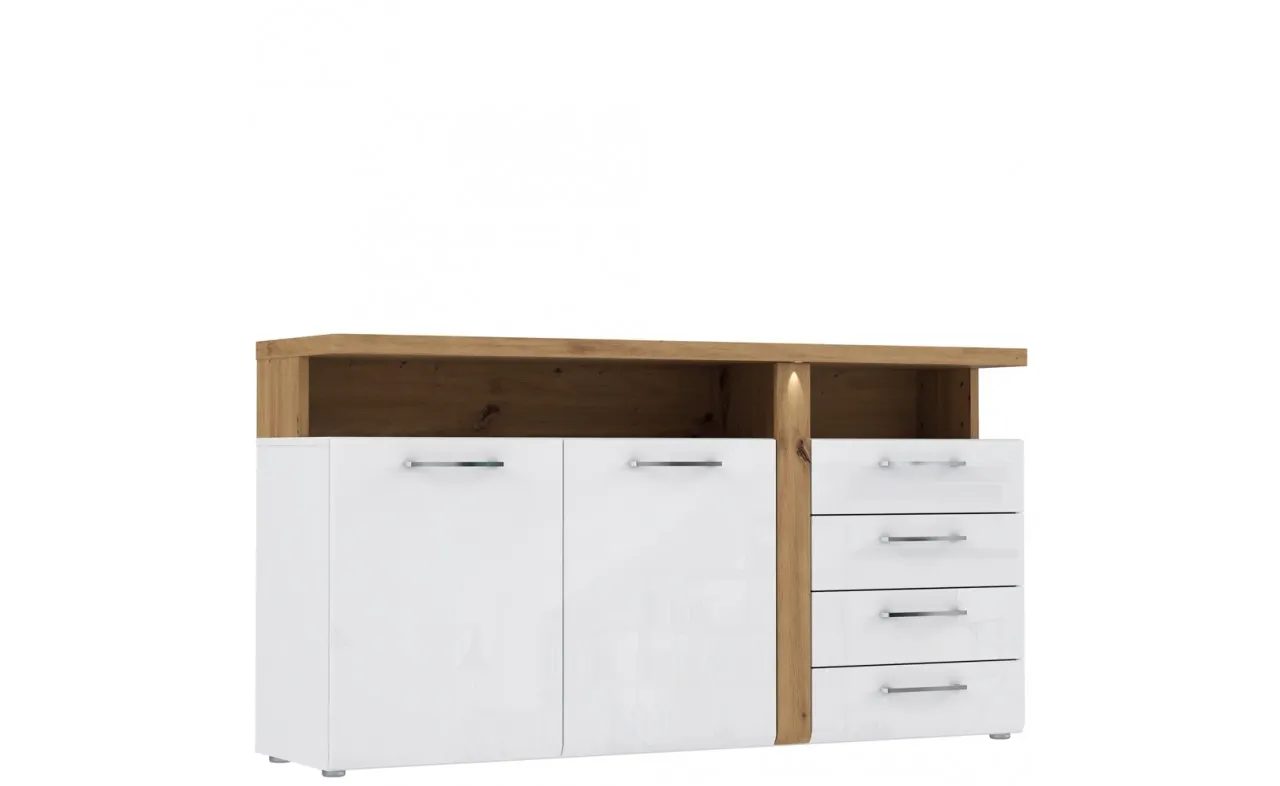 Komoda 2-drzwiowa z szufladami TULUZA 86x163 dąb artisan biała