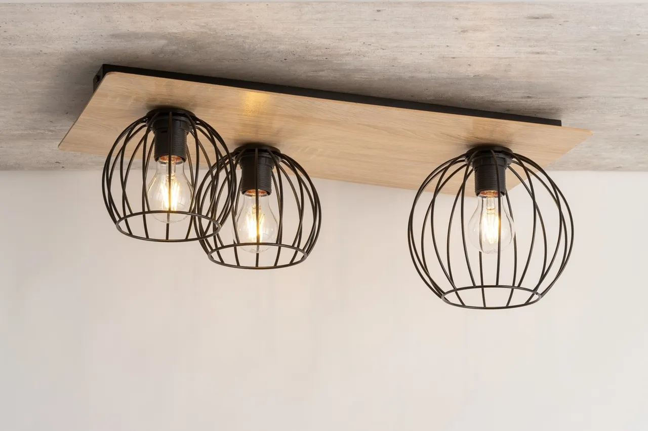 Lampa sufitowa/plafon CYBER 3 prostokąt brązowo-czarny - SI_32359