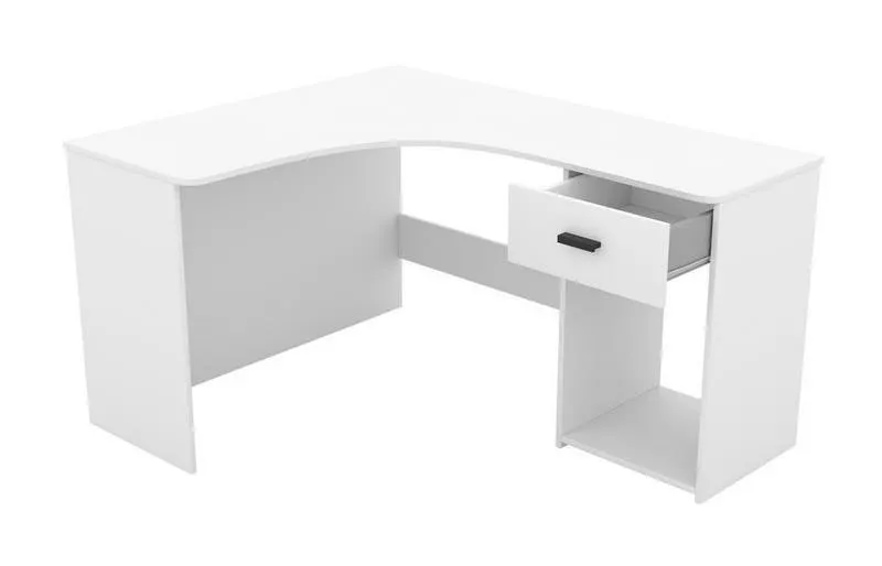 Biurko CORNER narożne białe z szufladą 155cx125x75cm - 2497LU03