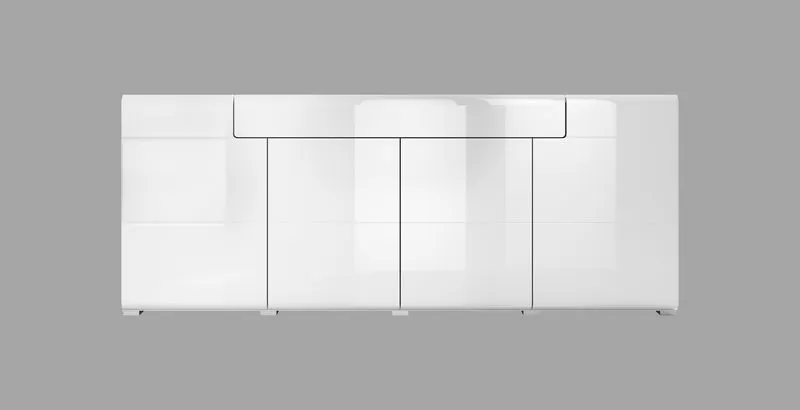 Komoda TOLEDO 25 czterodrzwiowa z szufladą biały połysk 208x82x39cm - 2498DW25
