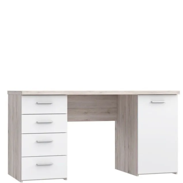 Biurko NET106 z szafką i 4 szufladami- beżowy, biały