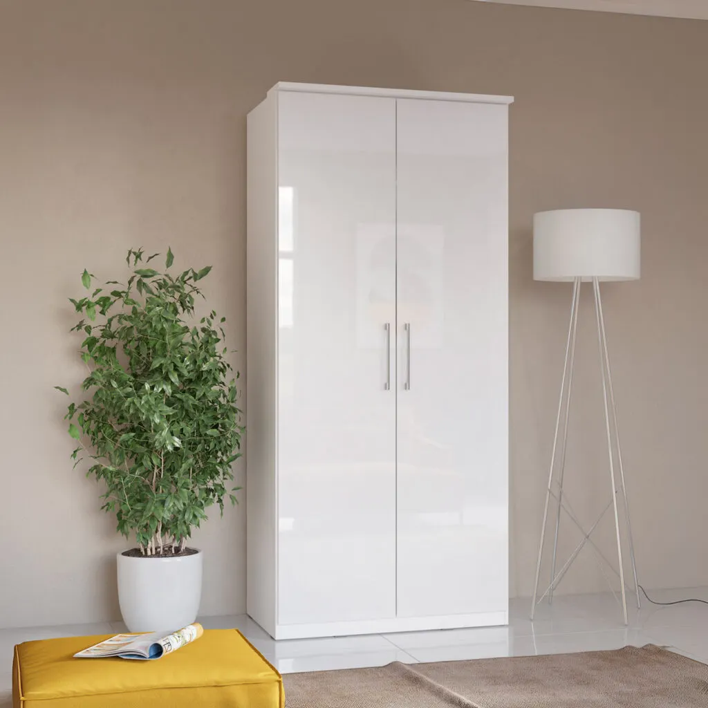 Szafa 2-drzwiowa OPTIMA 90cm biały połysk — zdjęcie 4