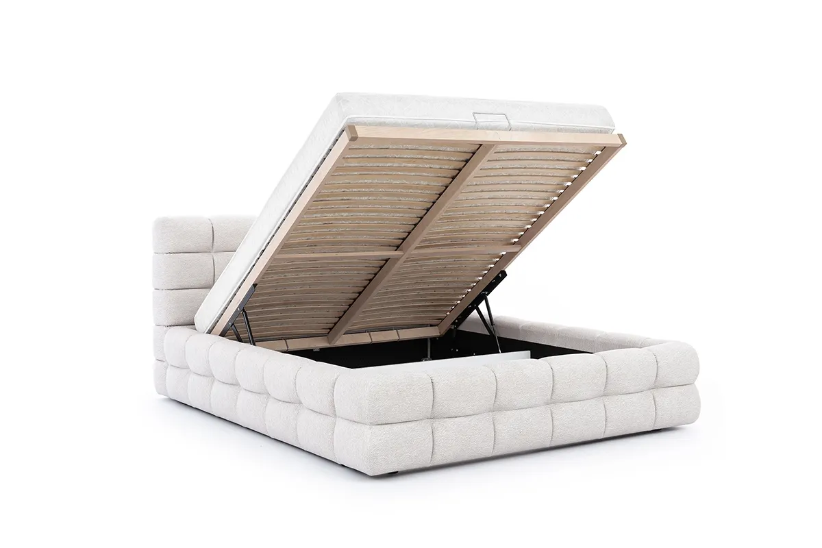 Łóżko z pojemnikiem MAGNELIO 160X200 Leo 03 beżowy - B_166602