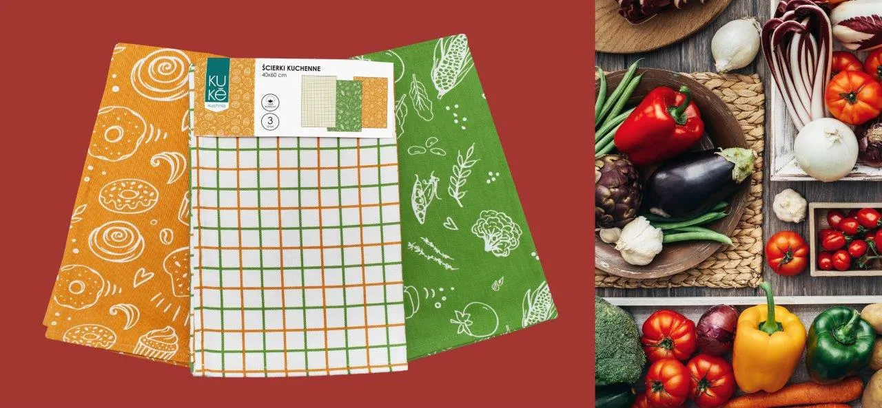 Ścierka zestaw 3 szt. KUKE 022 żółte i zielone 40x60 wielokolorowy - FARO_30810