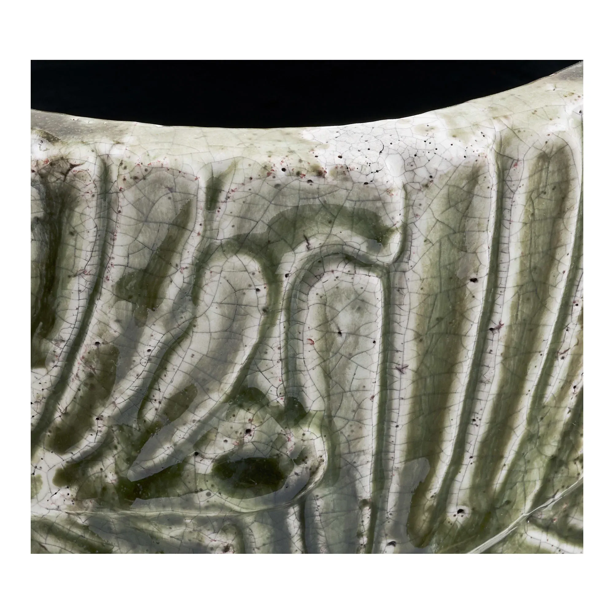 Doniczka ceramiczna 20cm zielono-biała — zdjęcie 2