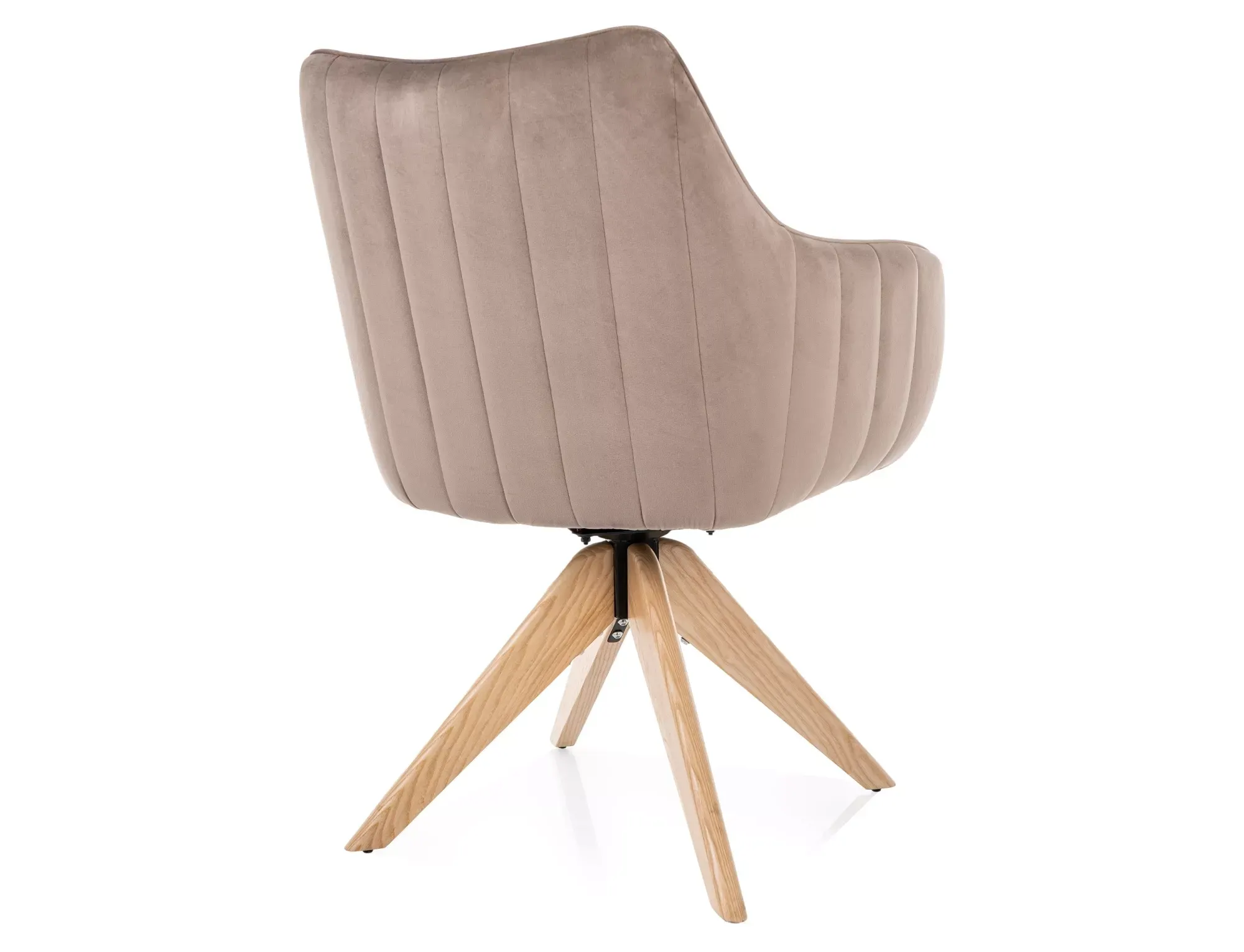 Krzesło obrotowe AZALIA D VELVET beżowe/drewniane nogi - AZALIADVDCBE