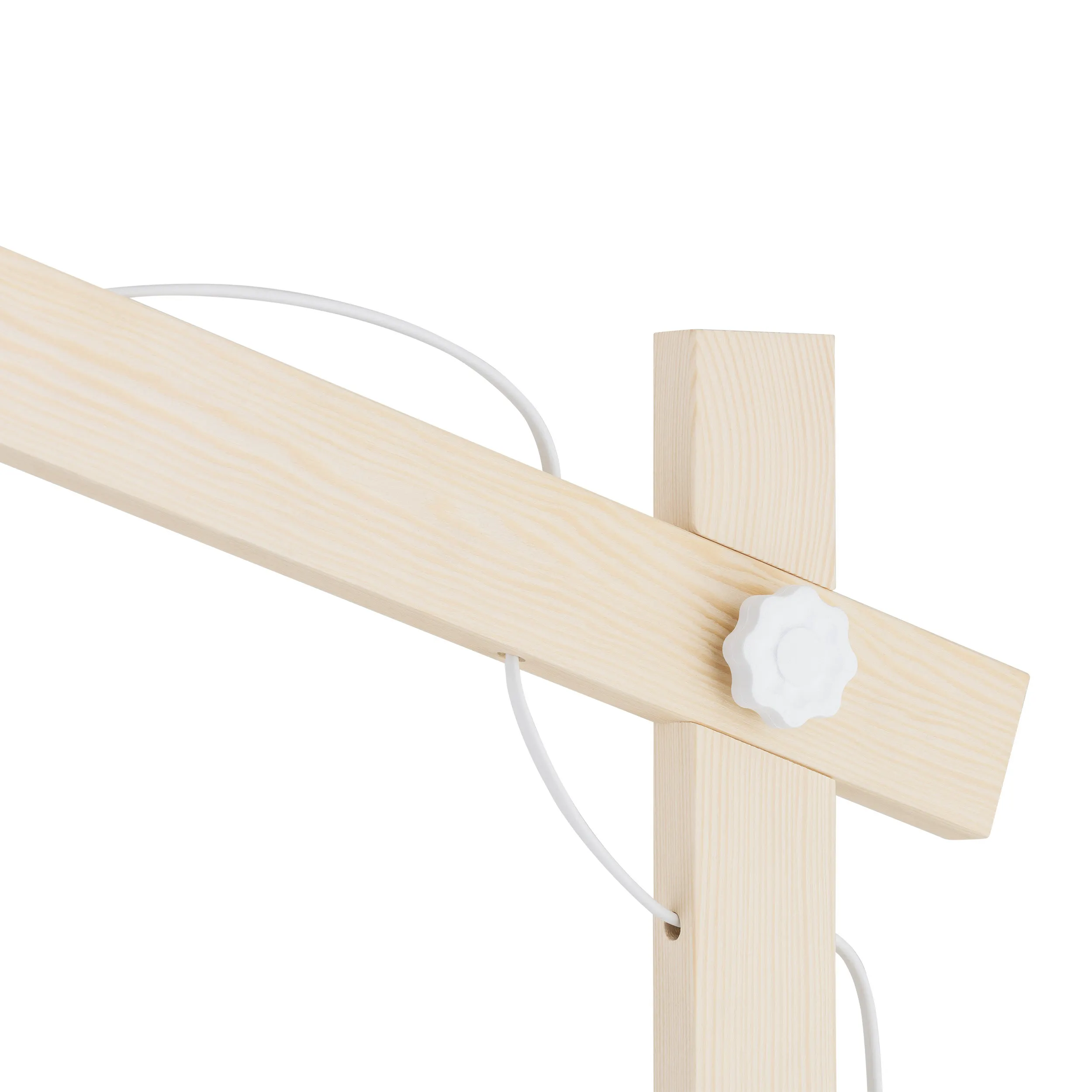 Lampa podłogowa OSLO biała na jasnych drewnianych sosnowych ramionach 180x80x35cm - TK_5592