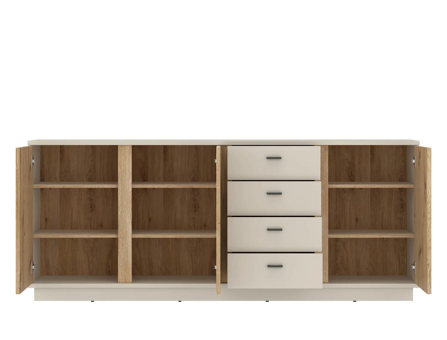 Komoda 3-drzwiowa z szufladami MOSANO 200 cm kaszmir/dąb cremona - 6000000021312