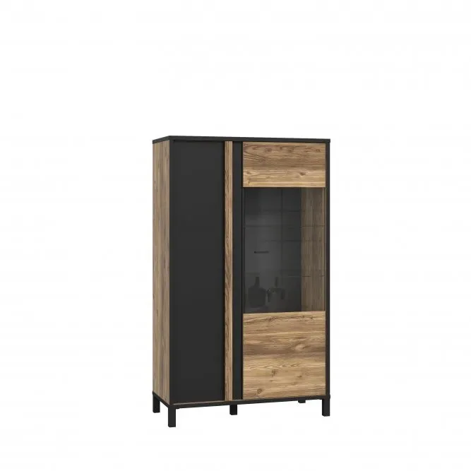 Witryna niska szklana prawa 2-drzwiowa HAYATO świerk alpejski/czarny