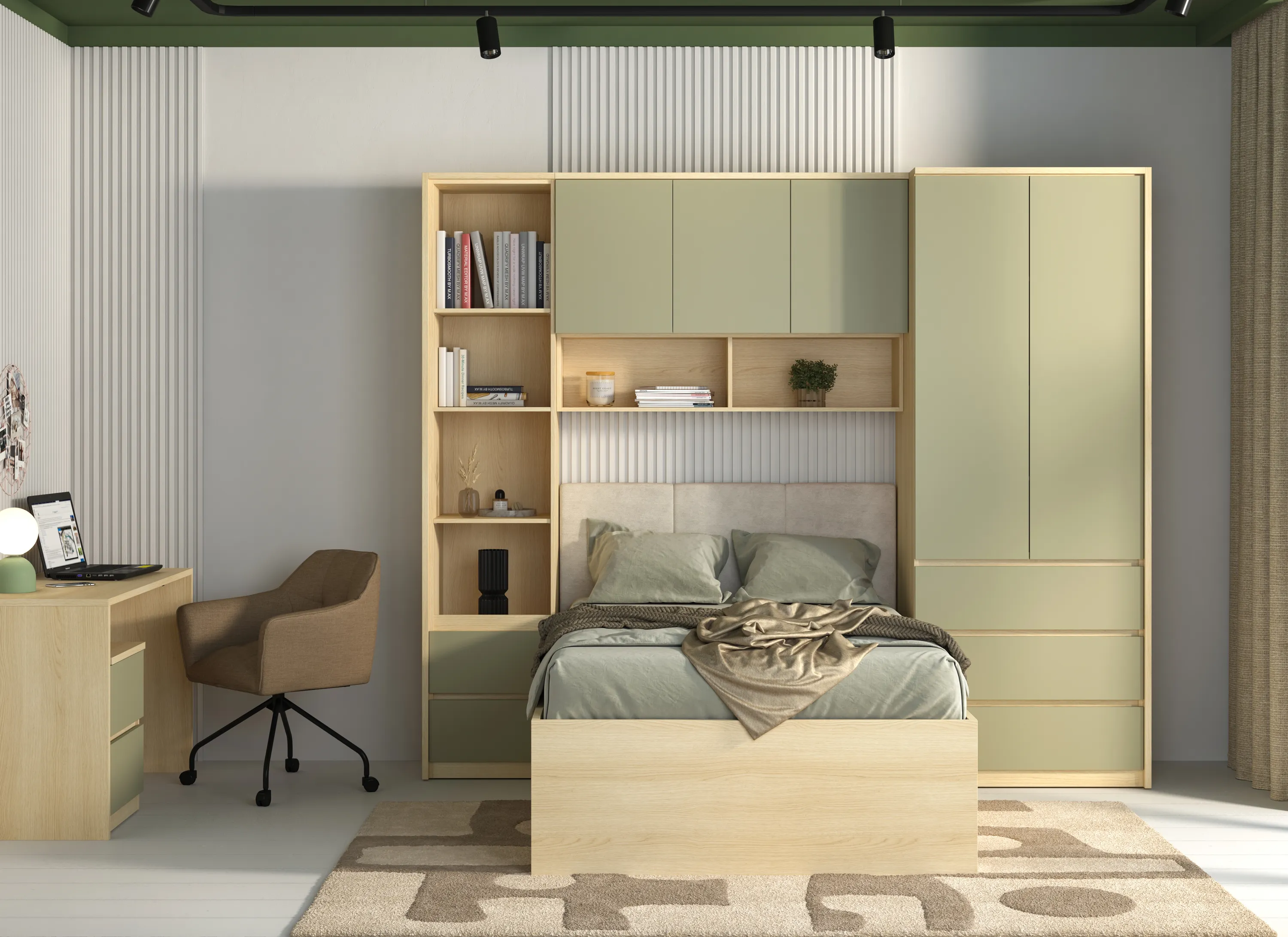 Szafka wisząca 3-drzwiowa P/L 126 cm TERRA 11 dąb Lindberg eukaliptus — zdjęcie 10