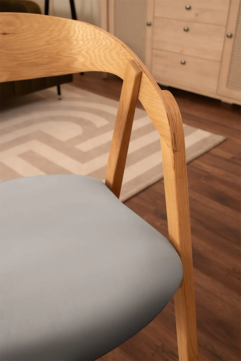 Krzesło dębowe KT395 dąb naturalny - szary welur - 48816