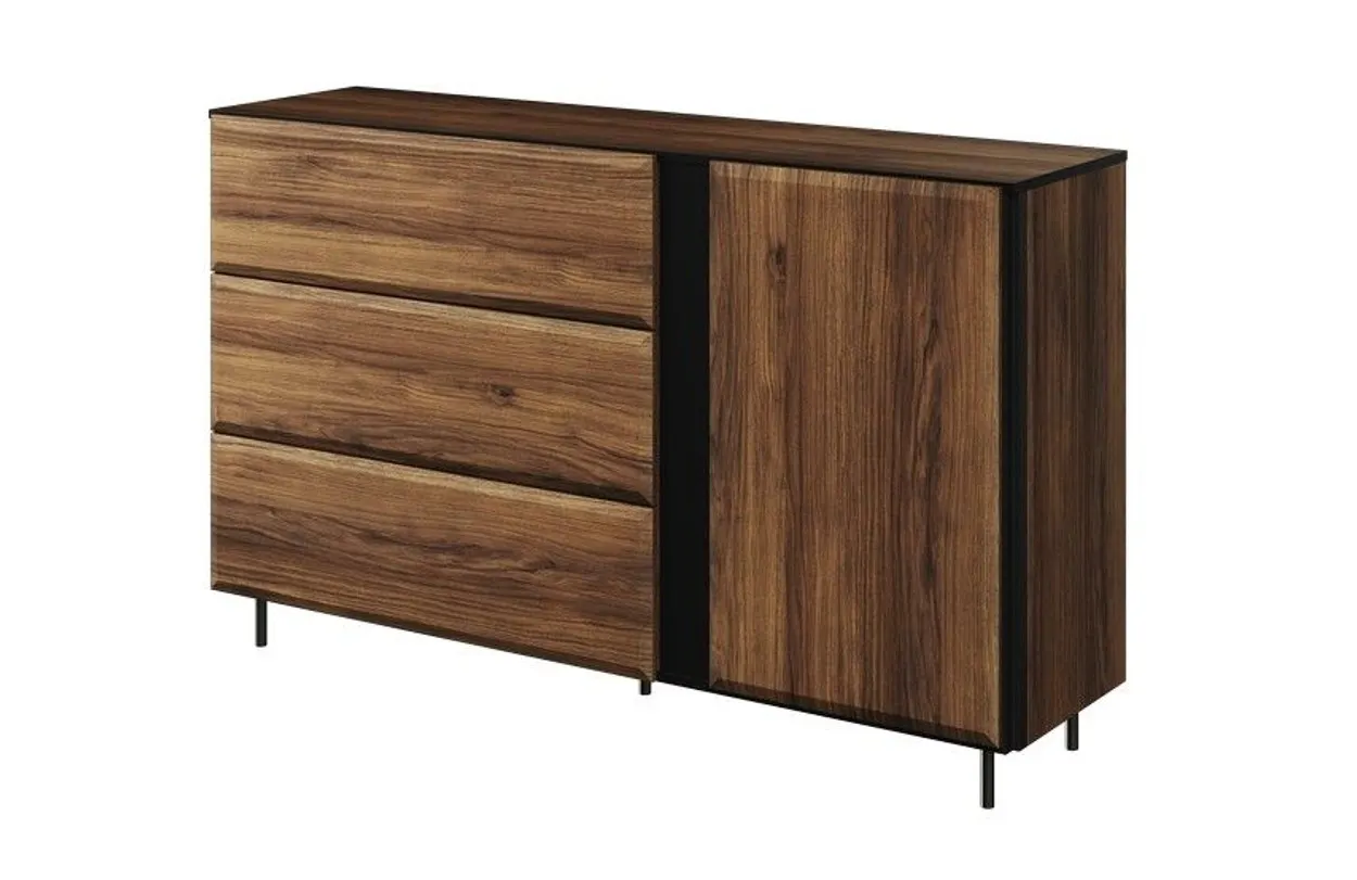 Komoda Borga 07 dąb catania, czarna 150x91x41