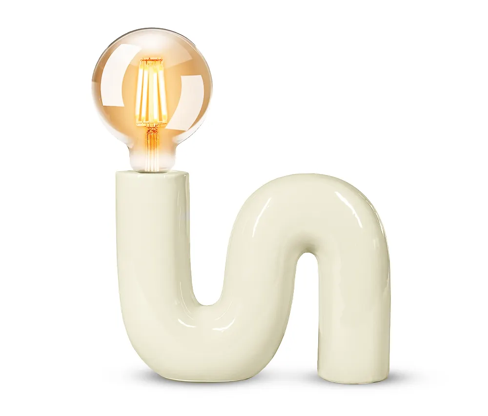 Lampa stołowa ceramiczna POP SERPENT z włącznikiem beżowa