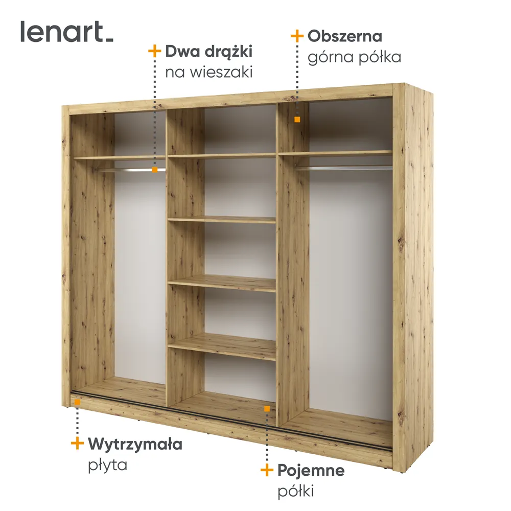 Szafa 3-drzwiowa ARTI AR-02 250cm dąb artisan - AR2DA