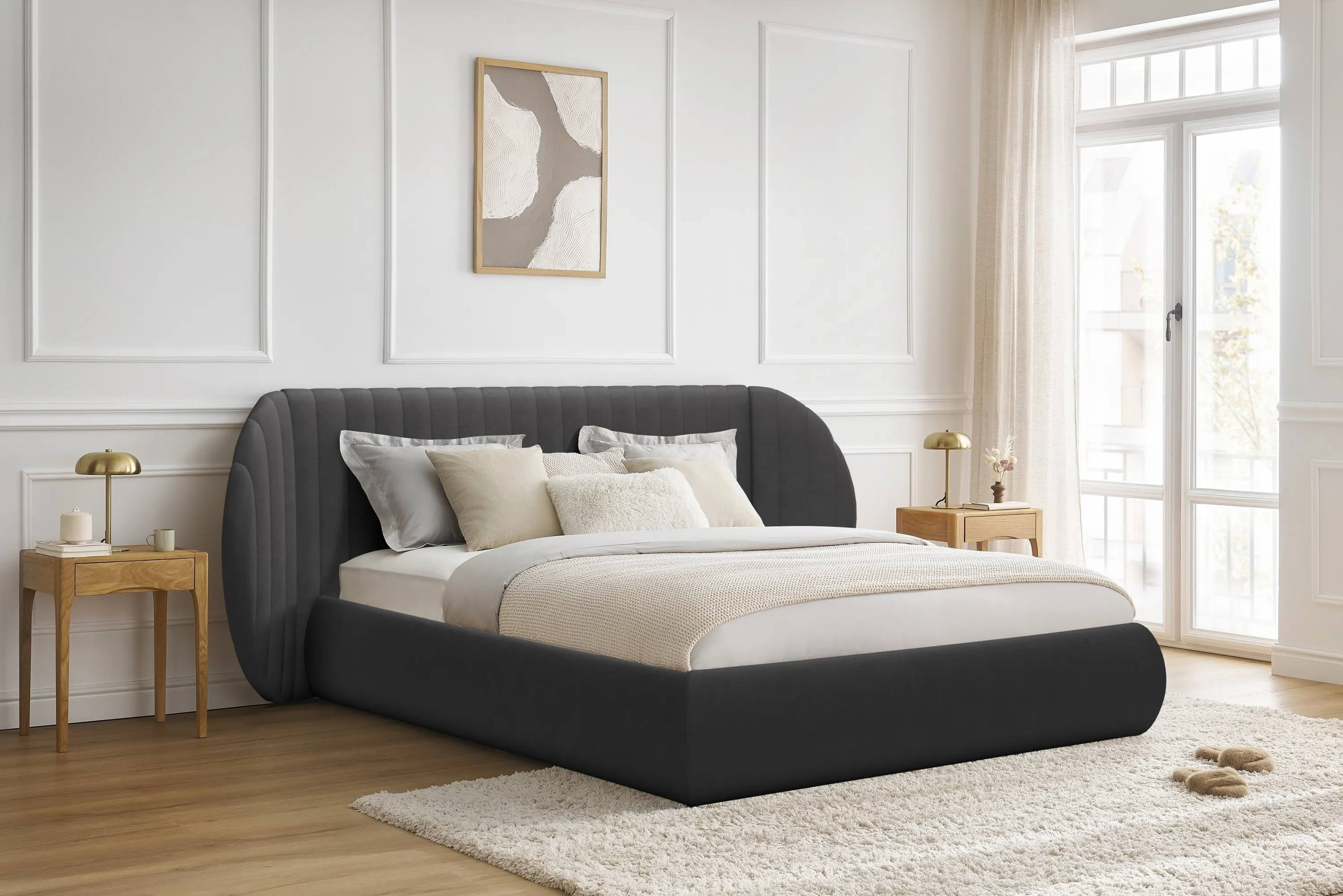 Łóżko Galin z pojemnikiem / 160x200 / Salvador (SIC) 15 - szary - B_158699