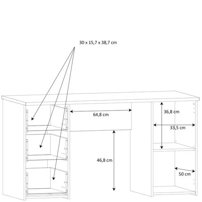 Biurko NET106 z szafką i 3 szufladami - biały - MT311-120