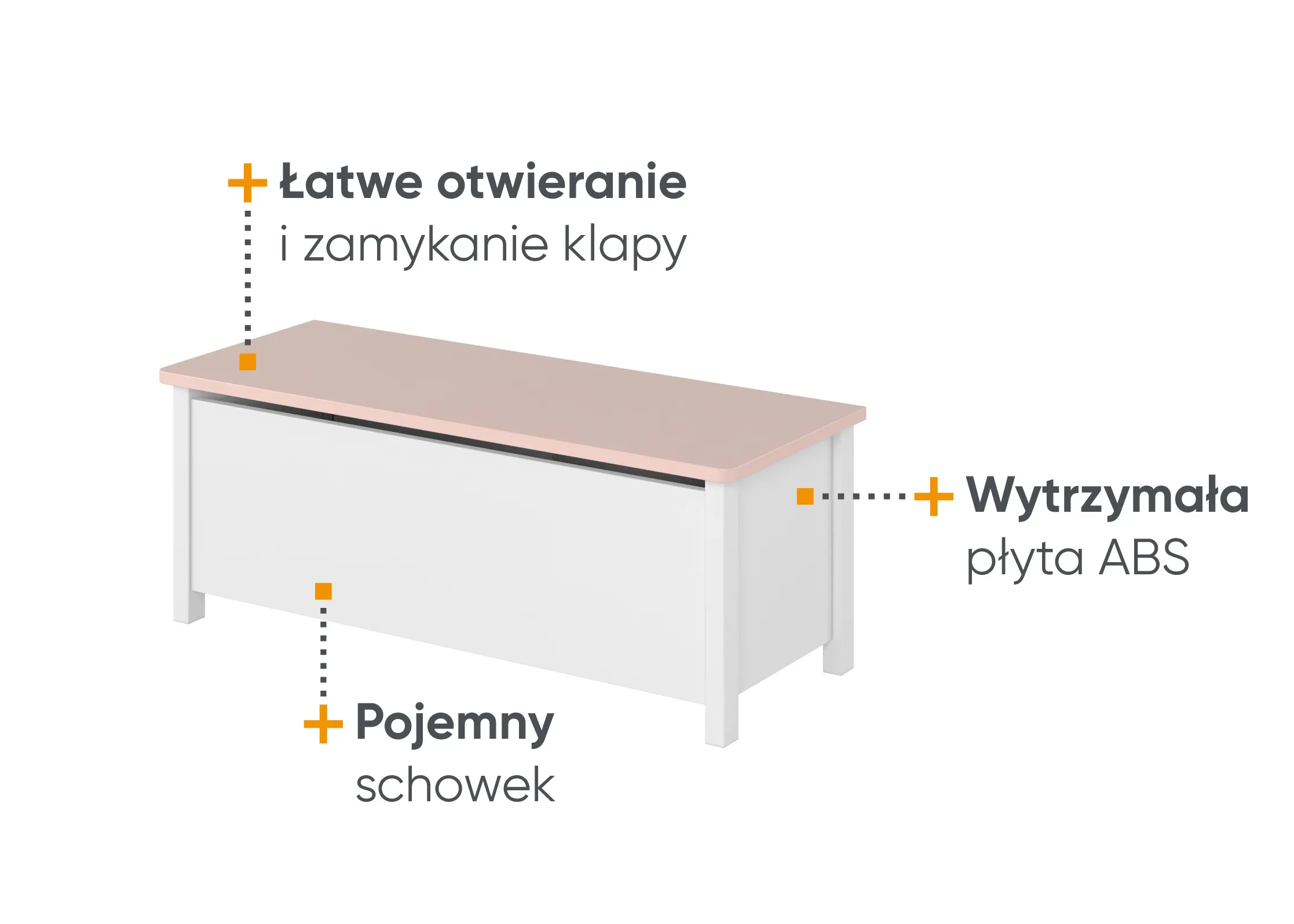 Skrzynia na zabawki LUNA LN-10 biało-różowa - LN10BR