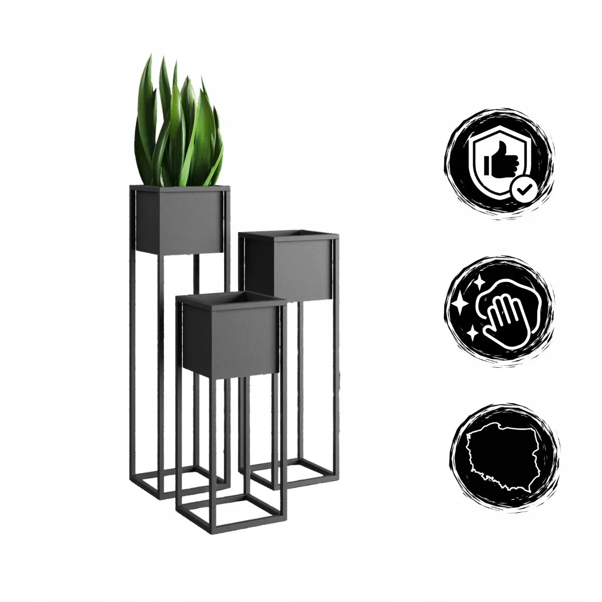 DONICZKA-osłonka na donice metalowa NANTES L czarna - LD_TZ000031