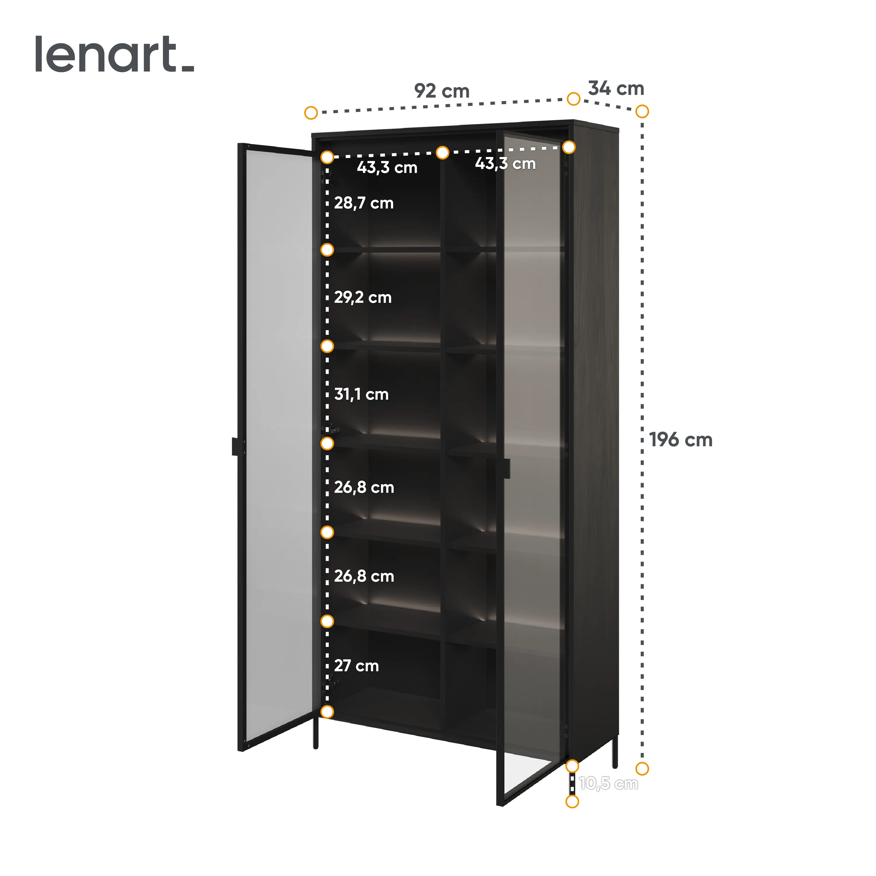 Witryna z oświetleniem TREND TR-07 2D czarna - TR7C-V2
