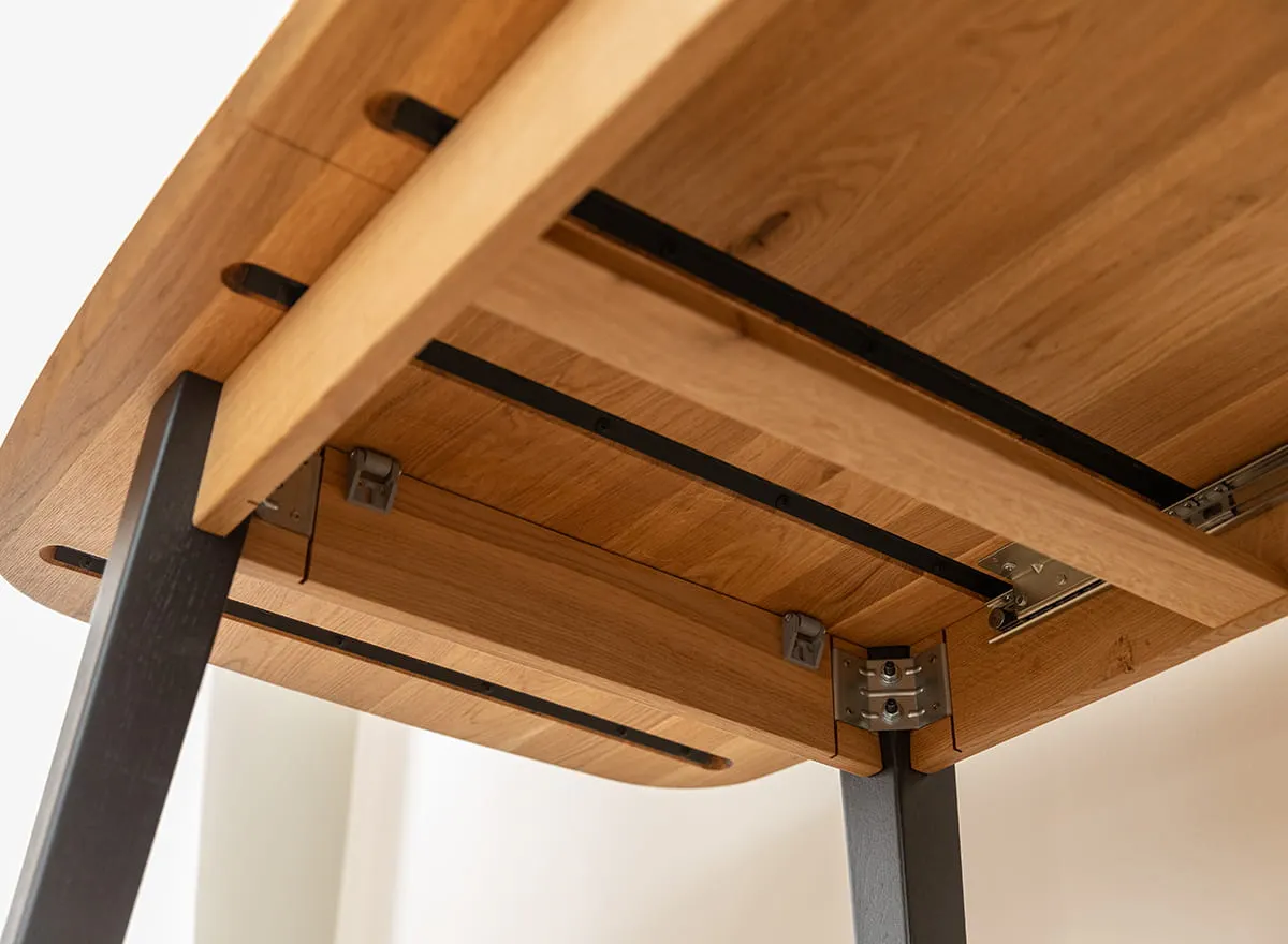 Stół dębowy ORBETELLO rozkładany 80x120(165) cm - dąb olejowany, czarny - KULSR120_45C