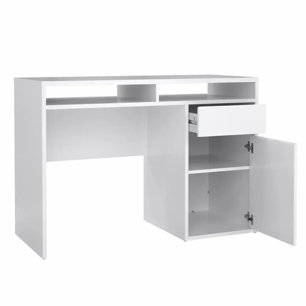 Biurko z szafką i szufladą FUNCTION PLUS 110cm biały wysoki połysk - TV_70488UUUU