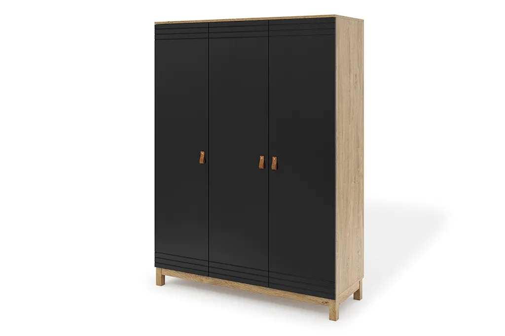 Szafa 3-drzwiowa MODERN 135x184 czarna/dąb kamienny Szafa 3-drzwiowa MODERN 135x184 czarna/dąb kamienny