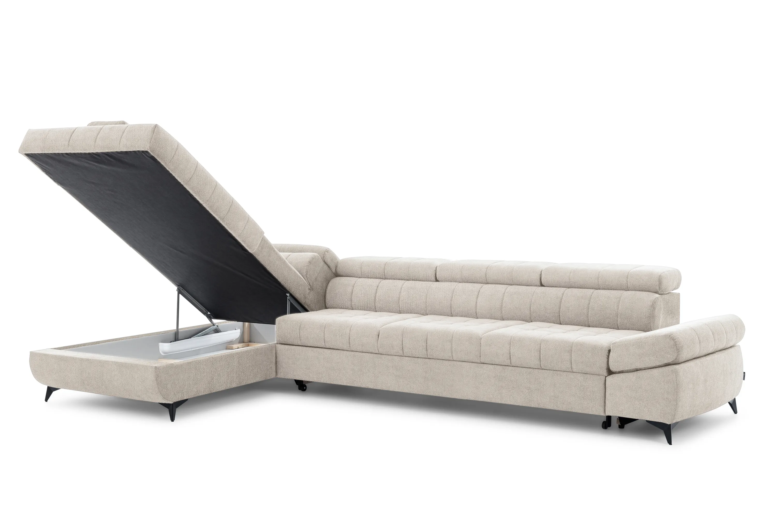 Narożnik lewostronny VALORIS MAXI regulowane zagłówki i podłokietniki tkanina Perfect harmony 07 beżowy - B_168601