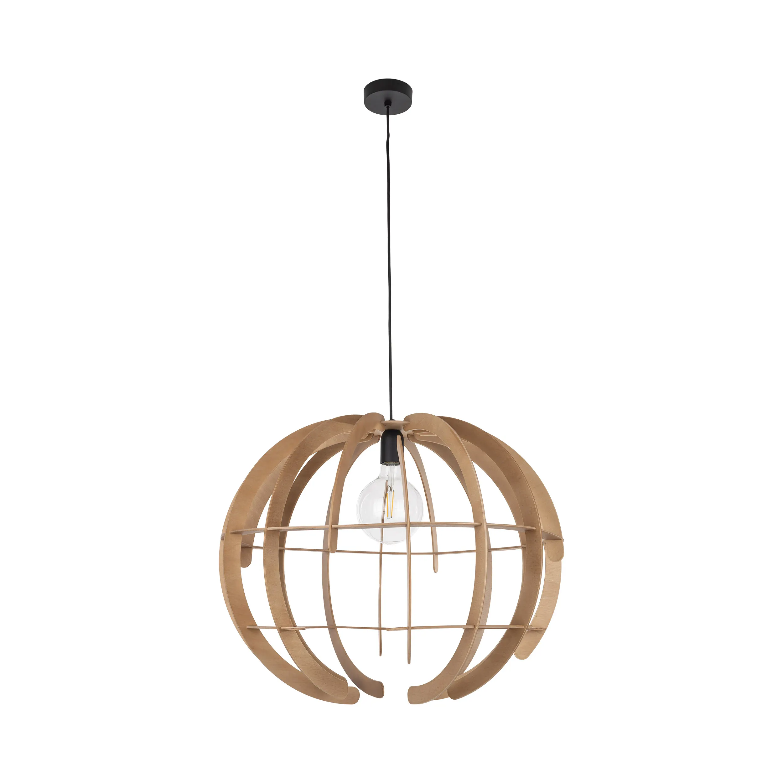 Lampa wisząca VENUS czarna z drewnianym kloszem 180x63cm - TK_6888