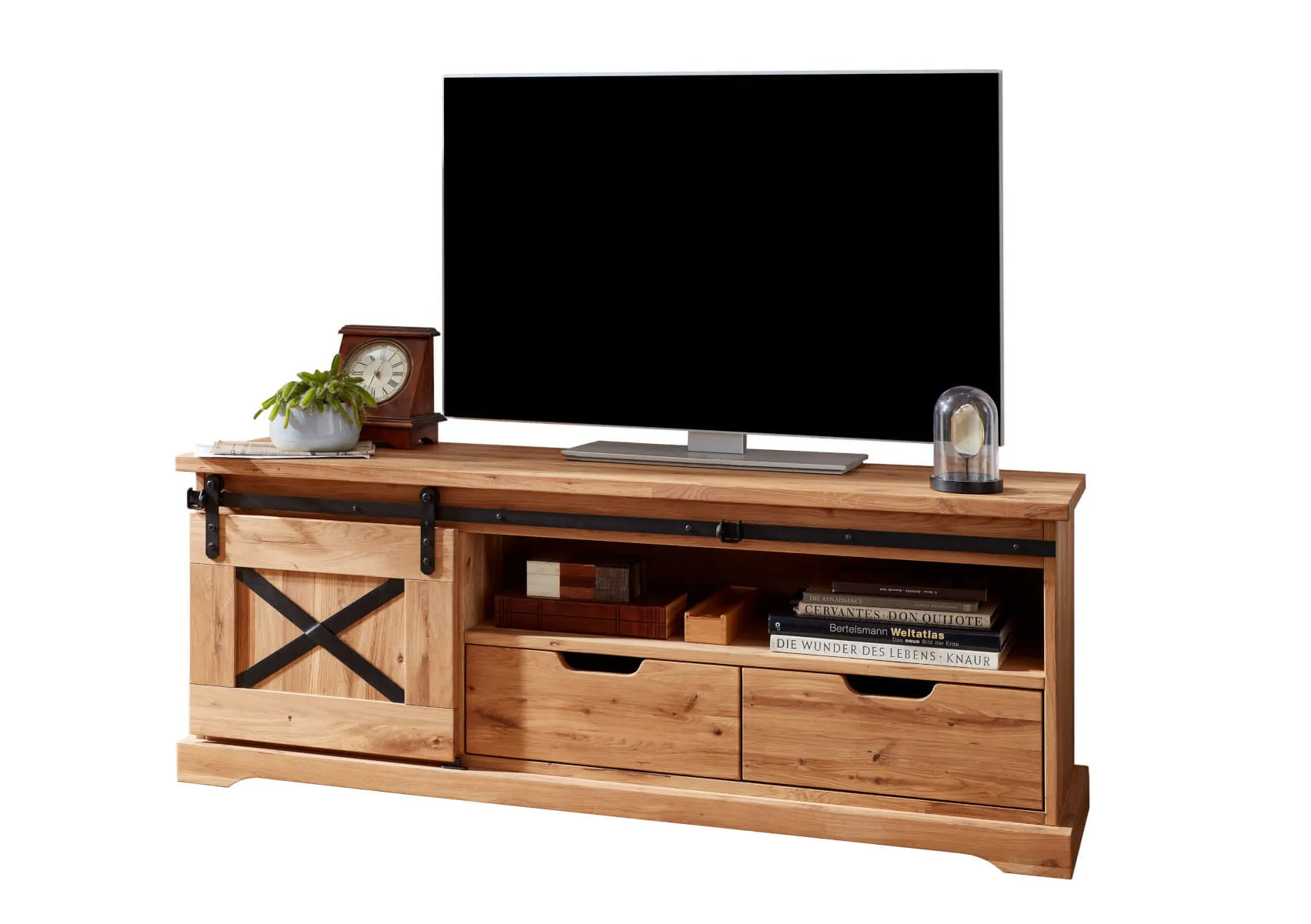 Szafka rtv dębowa TIDY 150 cm z szufladami, dąb olejowany