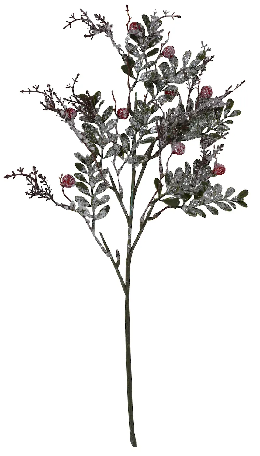 Gałązka z brokatem i czerwonymi kuleczkami 3334 zielona Gałązka z brokatem i czerwonymi kuleczkami 3334 zielona