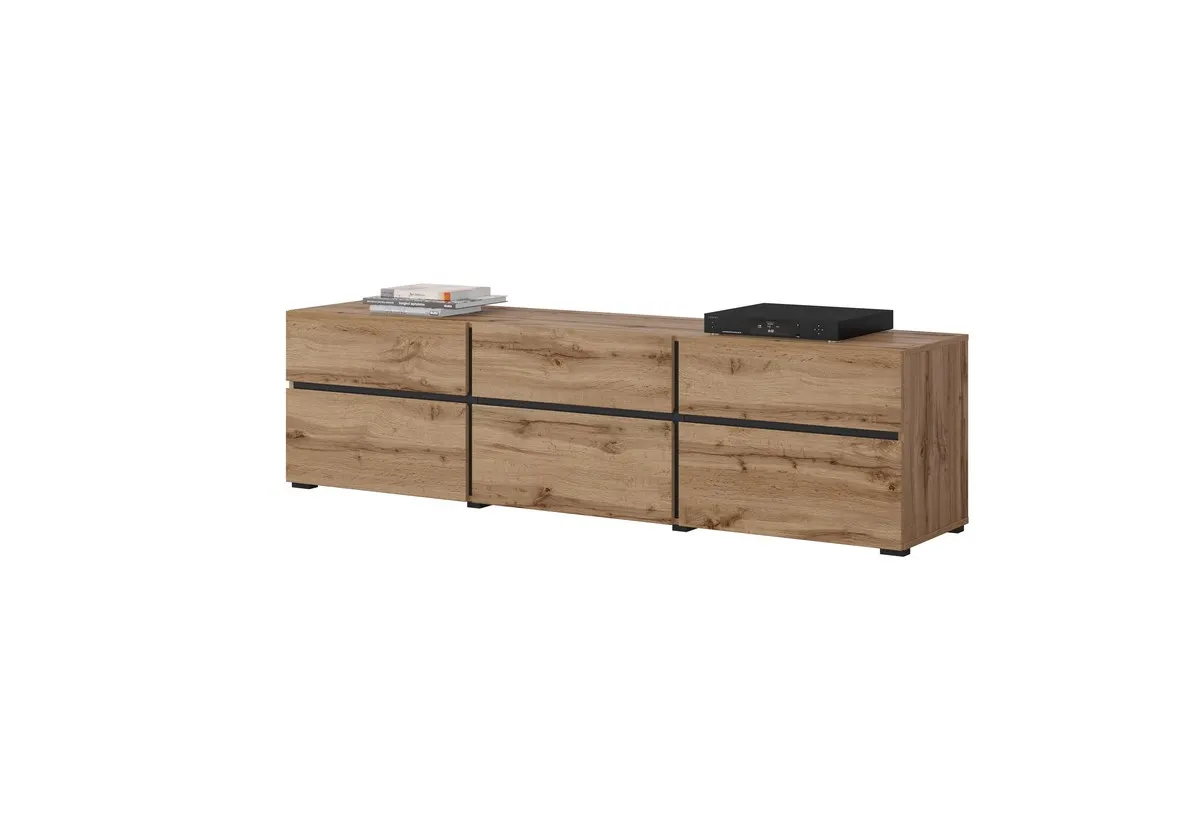 Szafka RTV 3-drzwiowa z szufladami CROSS 180 cm dąb wotan - 24N6MY41