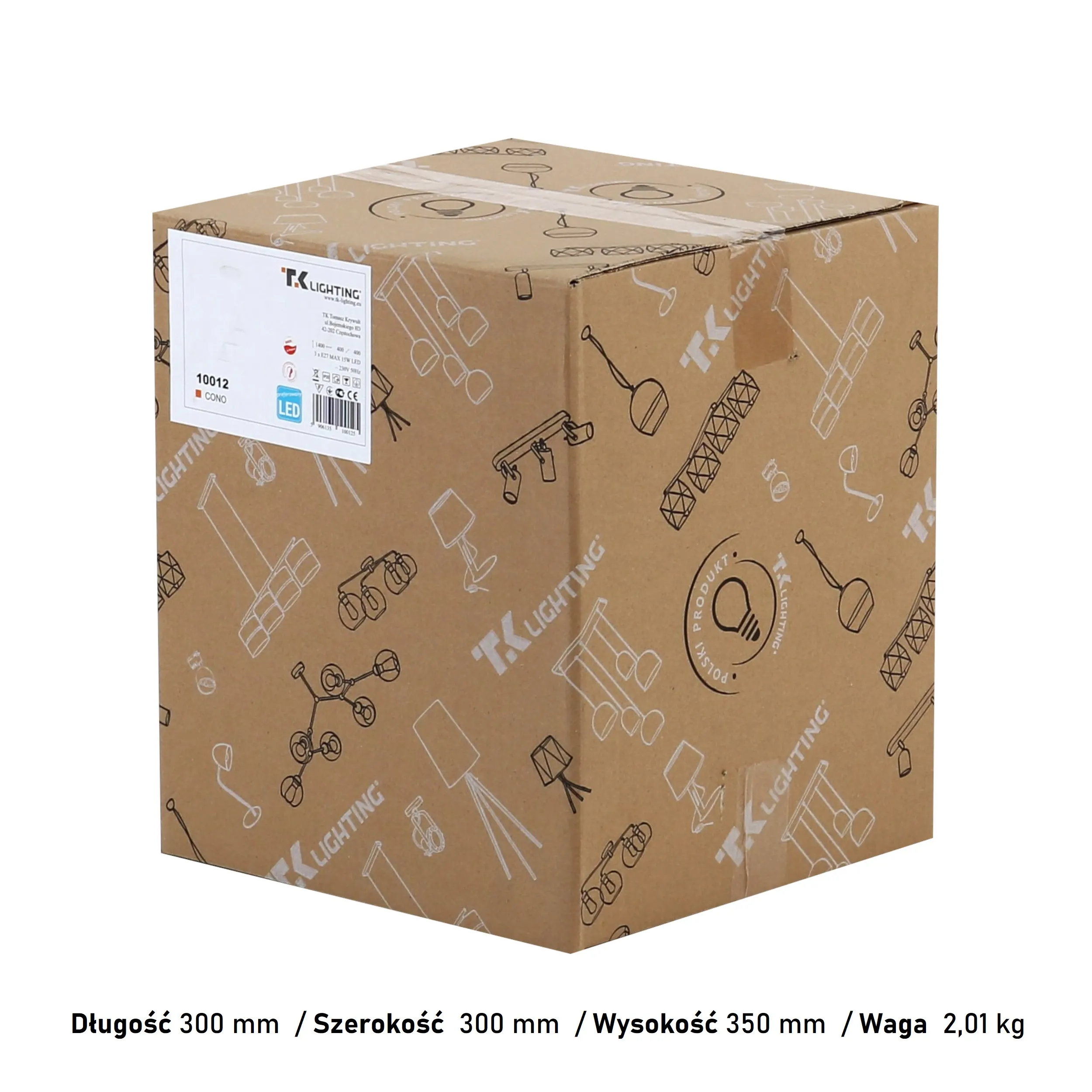 Lampa wisząca CONO biała na okrągłej metalowej podstawie 140x40cm - TK_10012