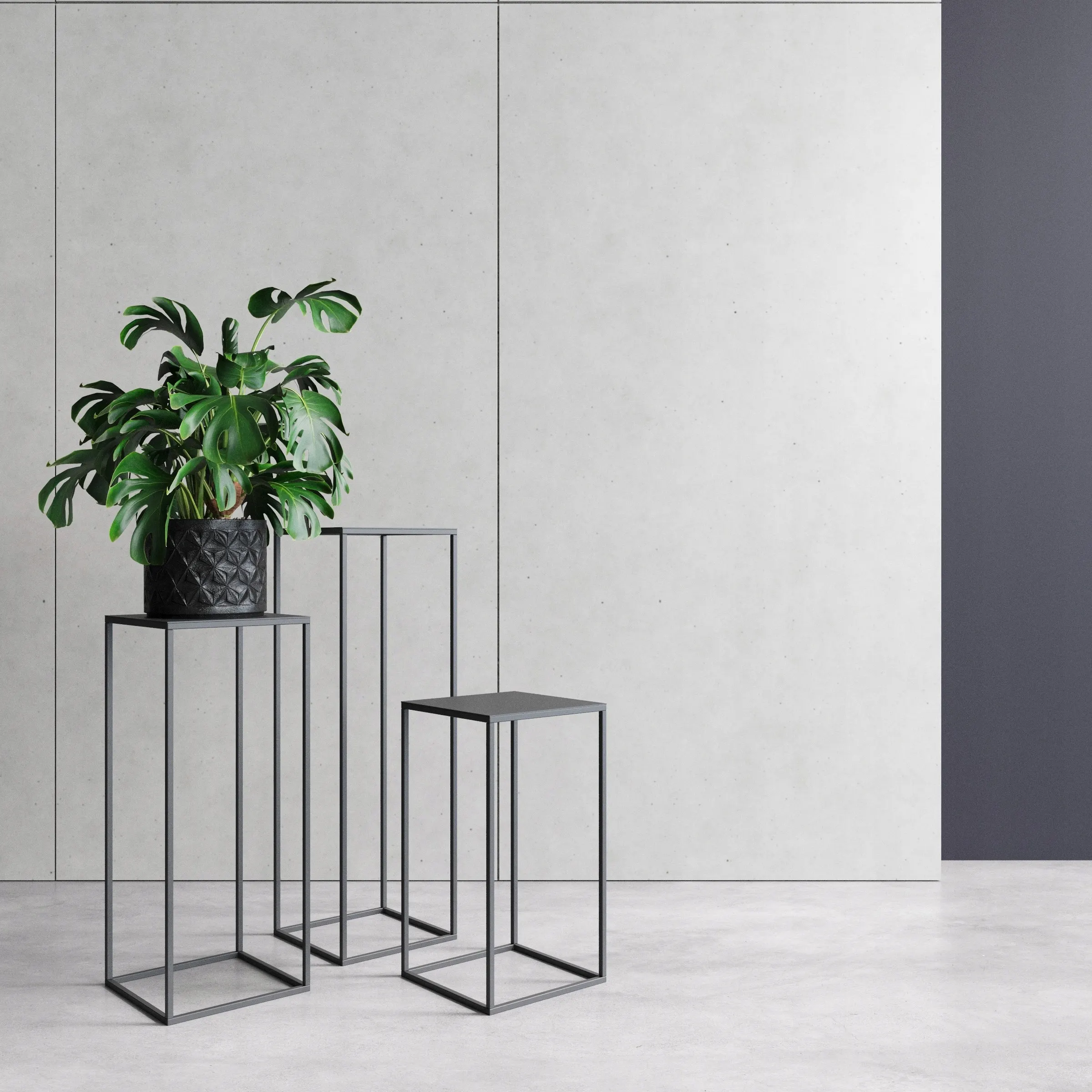 Kwietnik stojący metal drewno BREST S czarny - LD_TZ000154