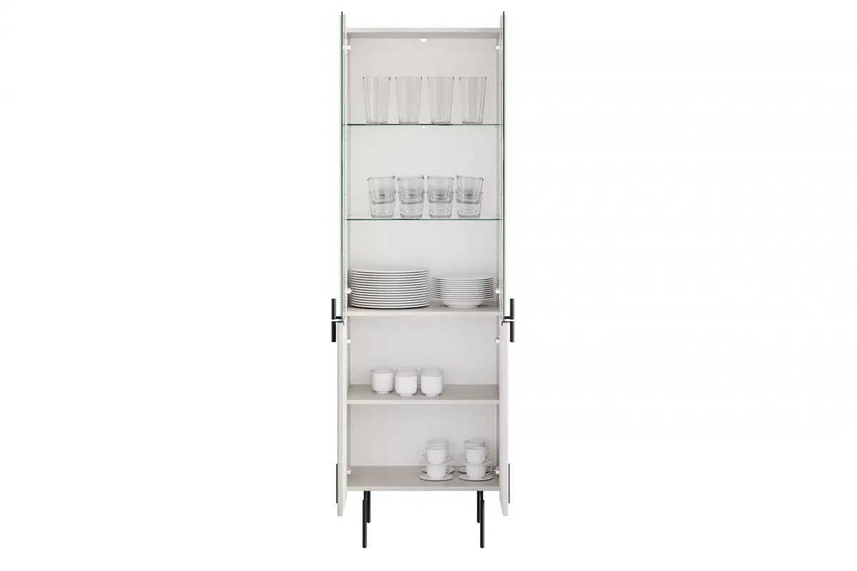 Witryna 4-drzwiowa MALMI 60cm - kaszmirowa - czarne nóżki
