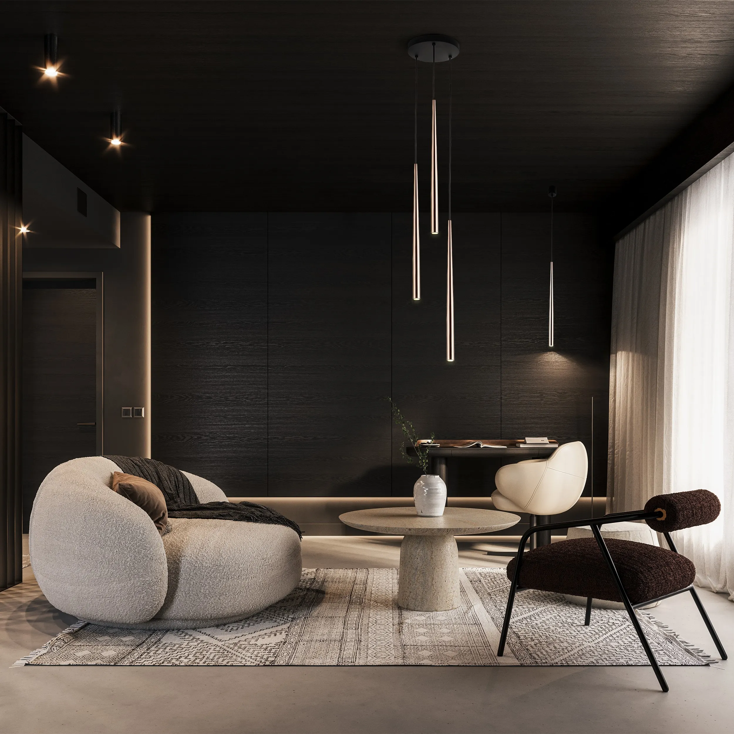 Lampa wisząca PIANO czarna ze złotymi elementami na okrągłej podstawie 140x20cm - TK_10117