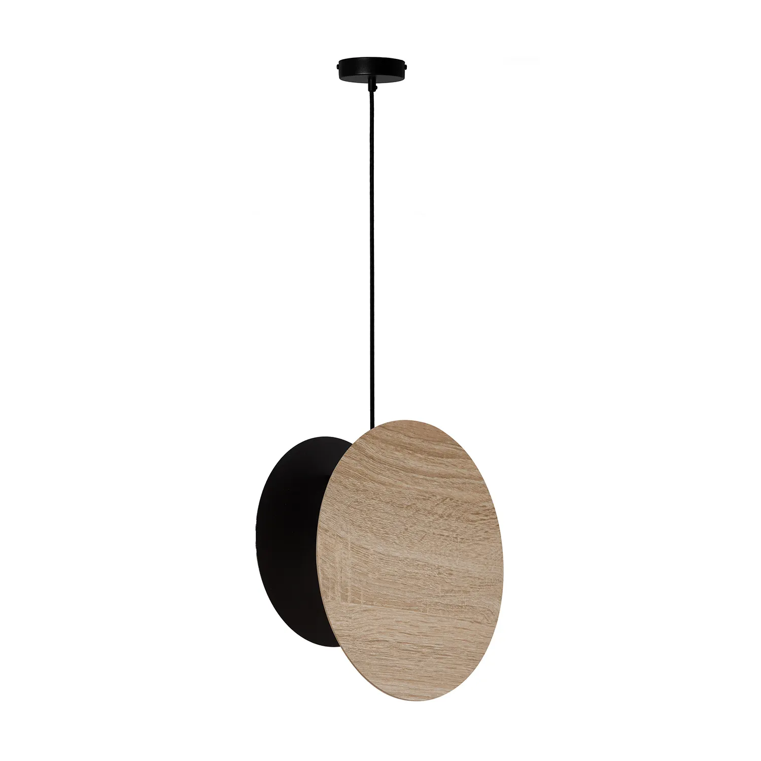Lampa wisząca TOLA 1 czarno-brązowa efekt drewna