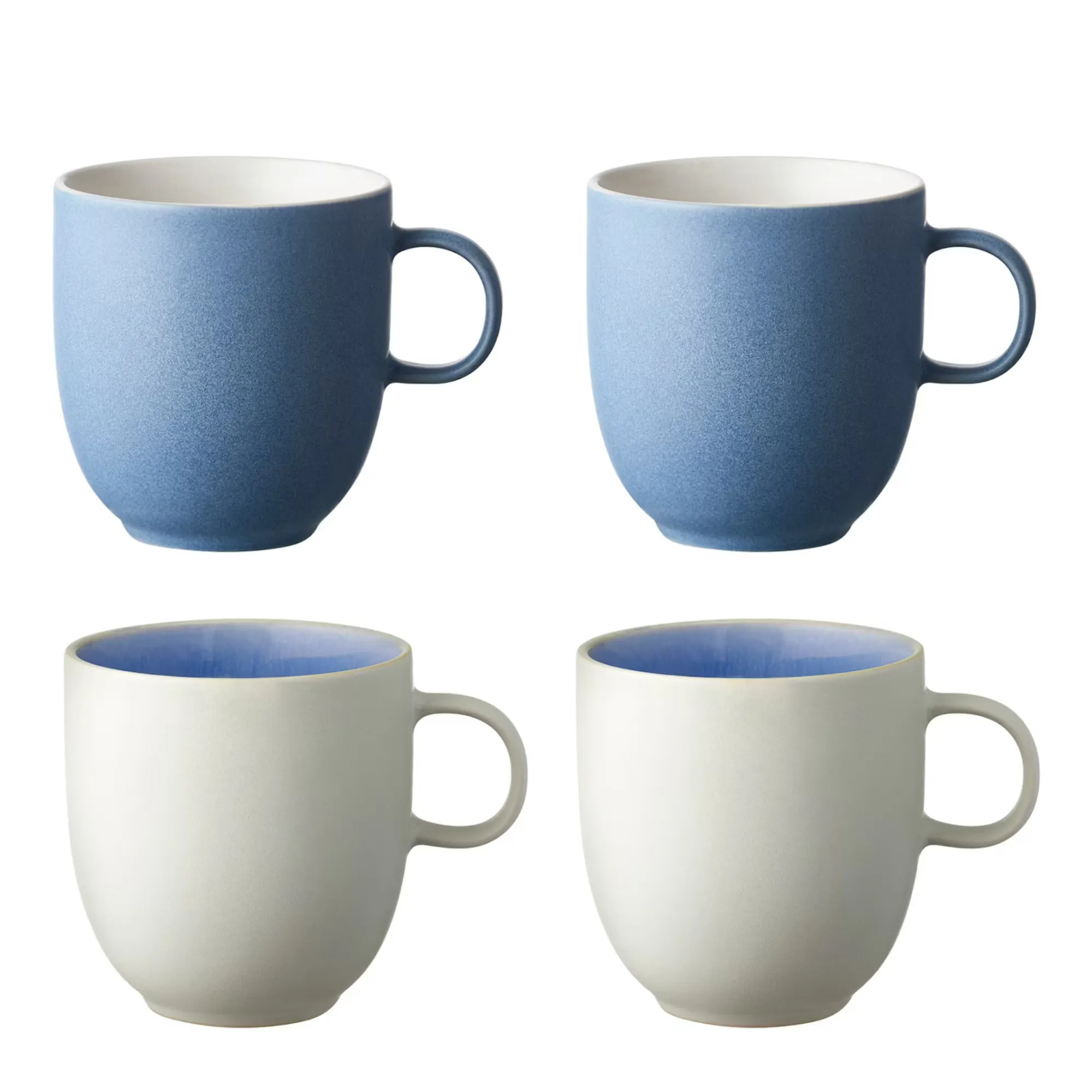 image kubek, keramika, niebieski, cztery sztuki, zestaw kubków