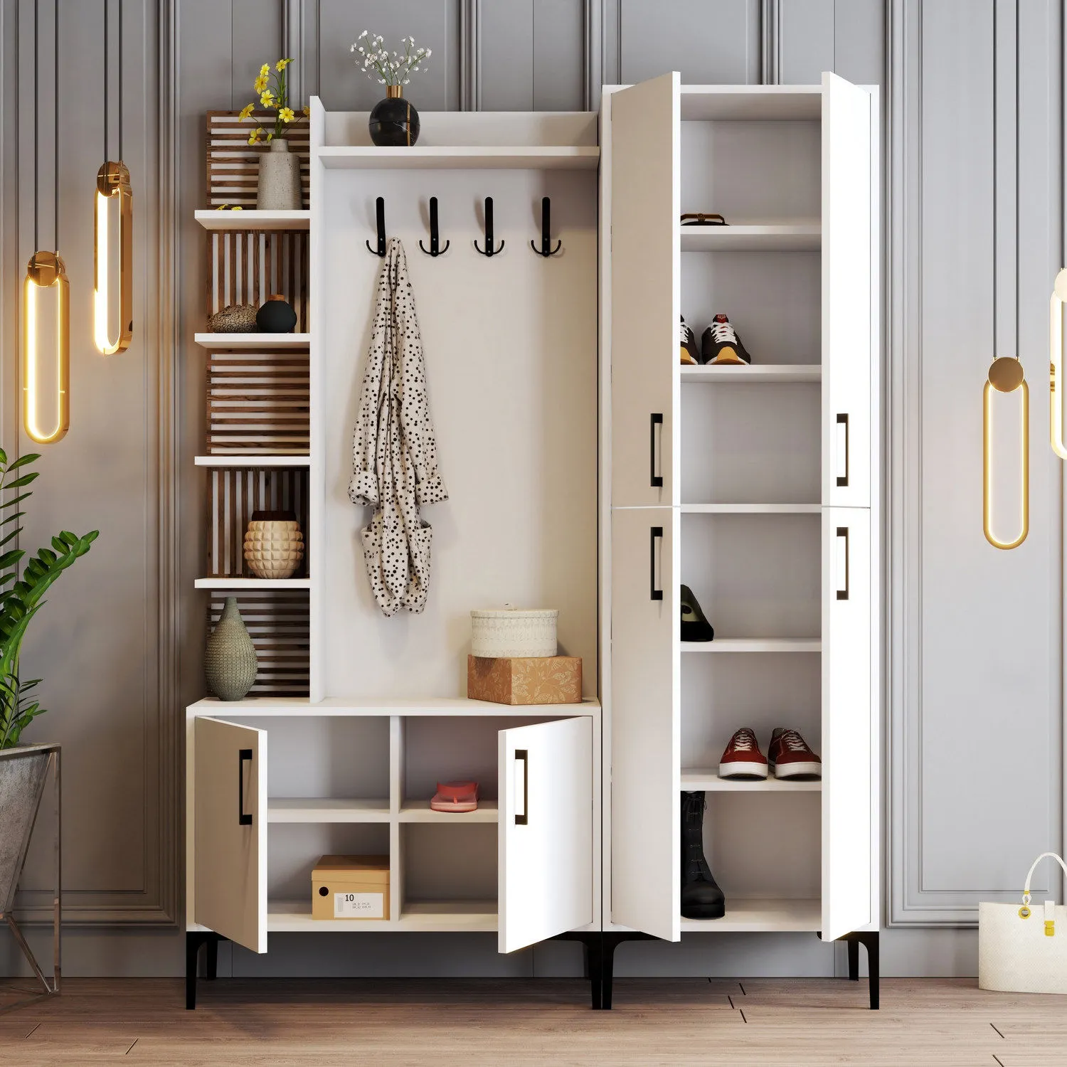 Zestaw do przedpokoju z szafą na buty VIYANA biały - ASI_845HCT4231