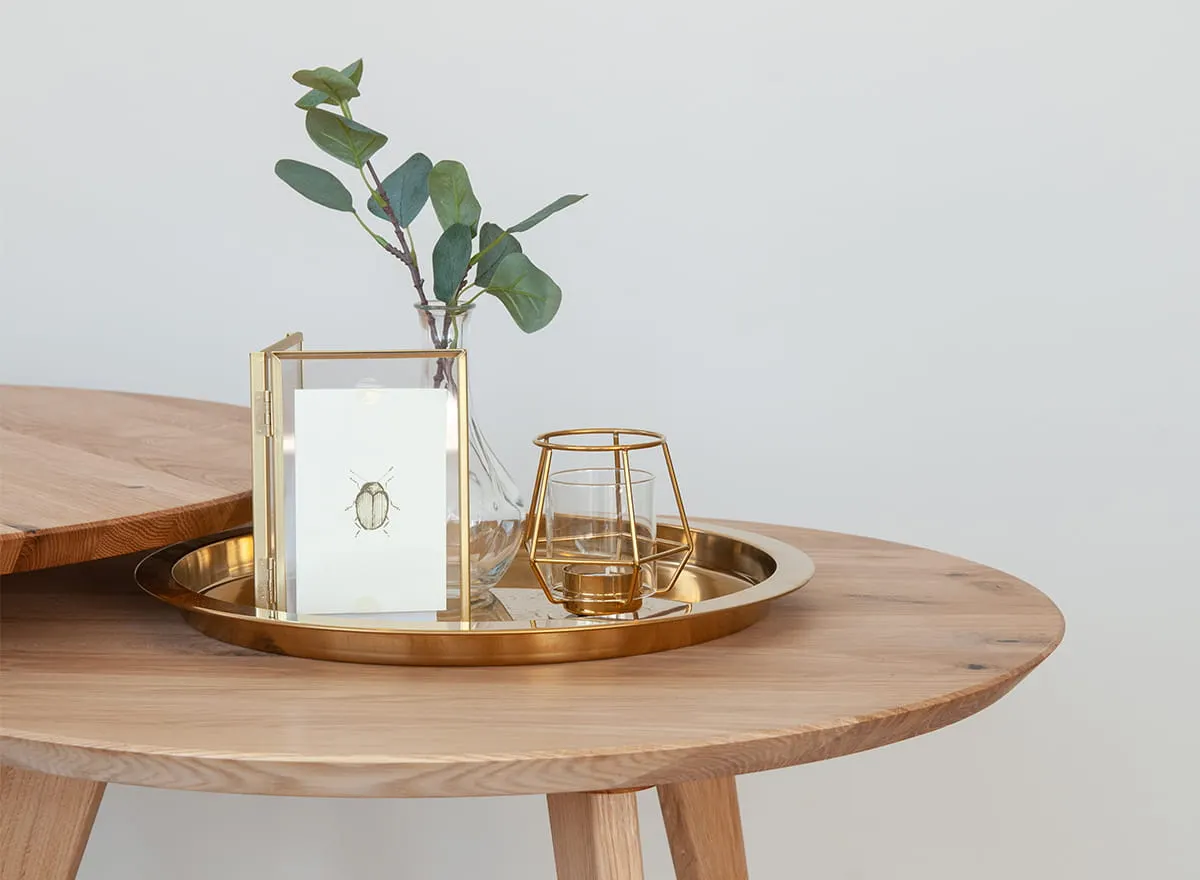 Stolik kawowy dębowy ORBETELLO okragły 70 cm - dąb olejowany - 3SORB58