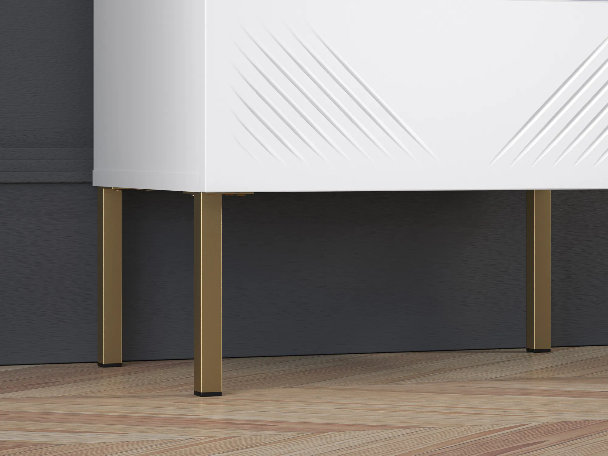 Szafka nocna z szufladą CLEARING 05 biały alpejski, noga-złoty - 1CLEA05-001-04