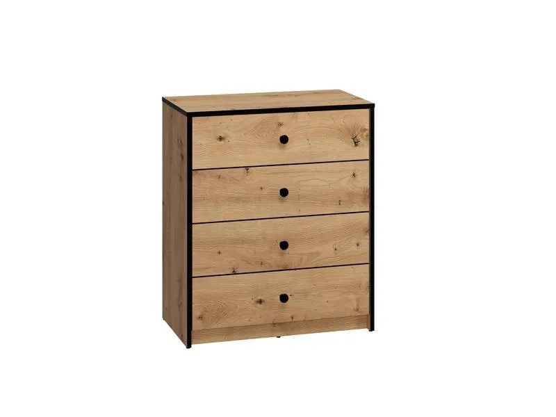 Komoda z 4 szufladami LOFT 02 Dąb artisan, Czarny 72x83 cm