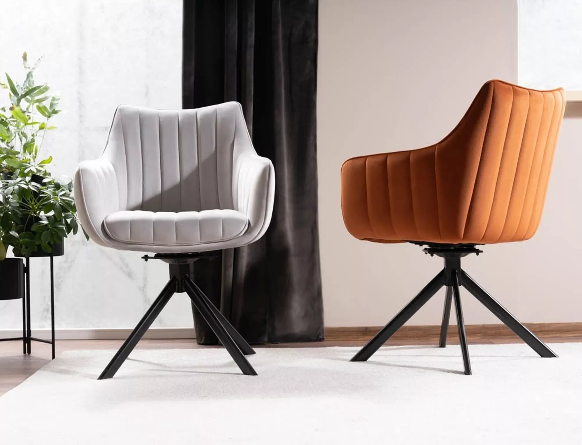 Krzesło obrotowe 180° AZALIA VELVET Bluvel 03 jasny szary czarny stelaż - AZALIAVCJSZ