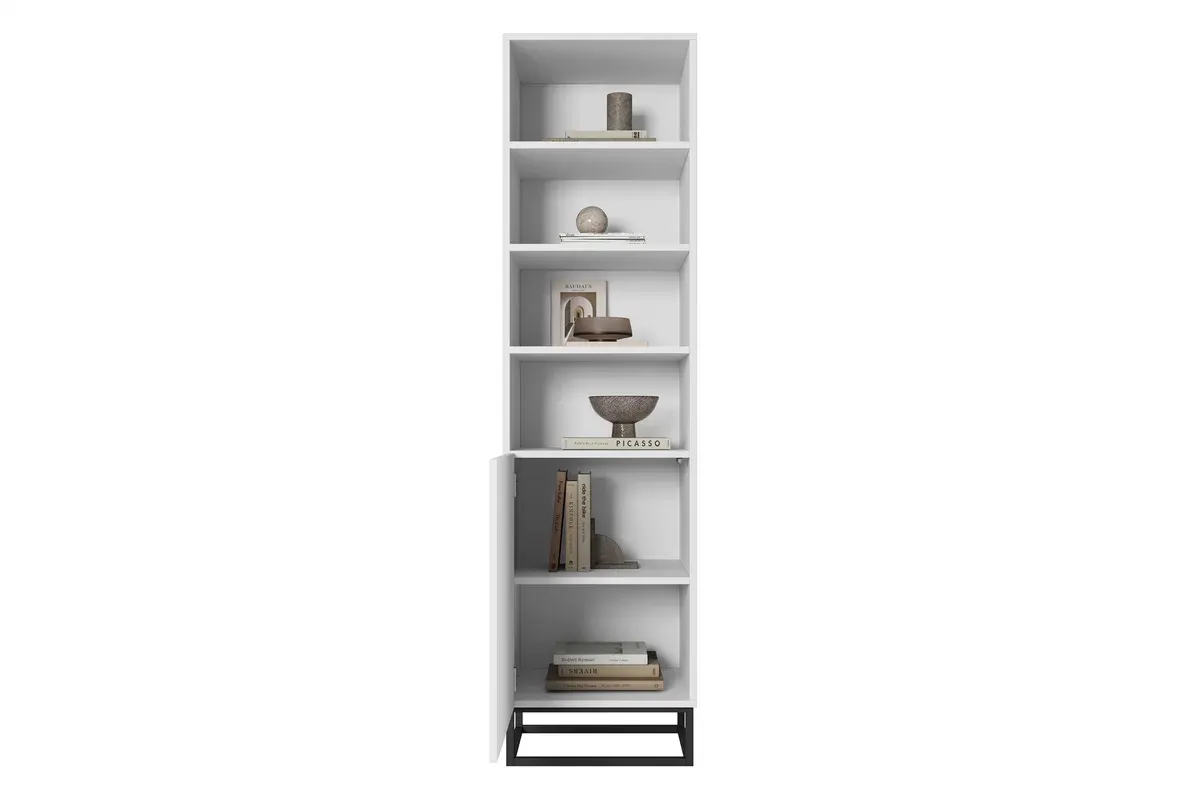 Regał ASHA 50 1D - czarny mat - dąb artisan - czarny stelaż- ryflowany front — zdjęcie 4