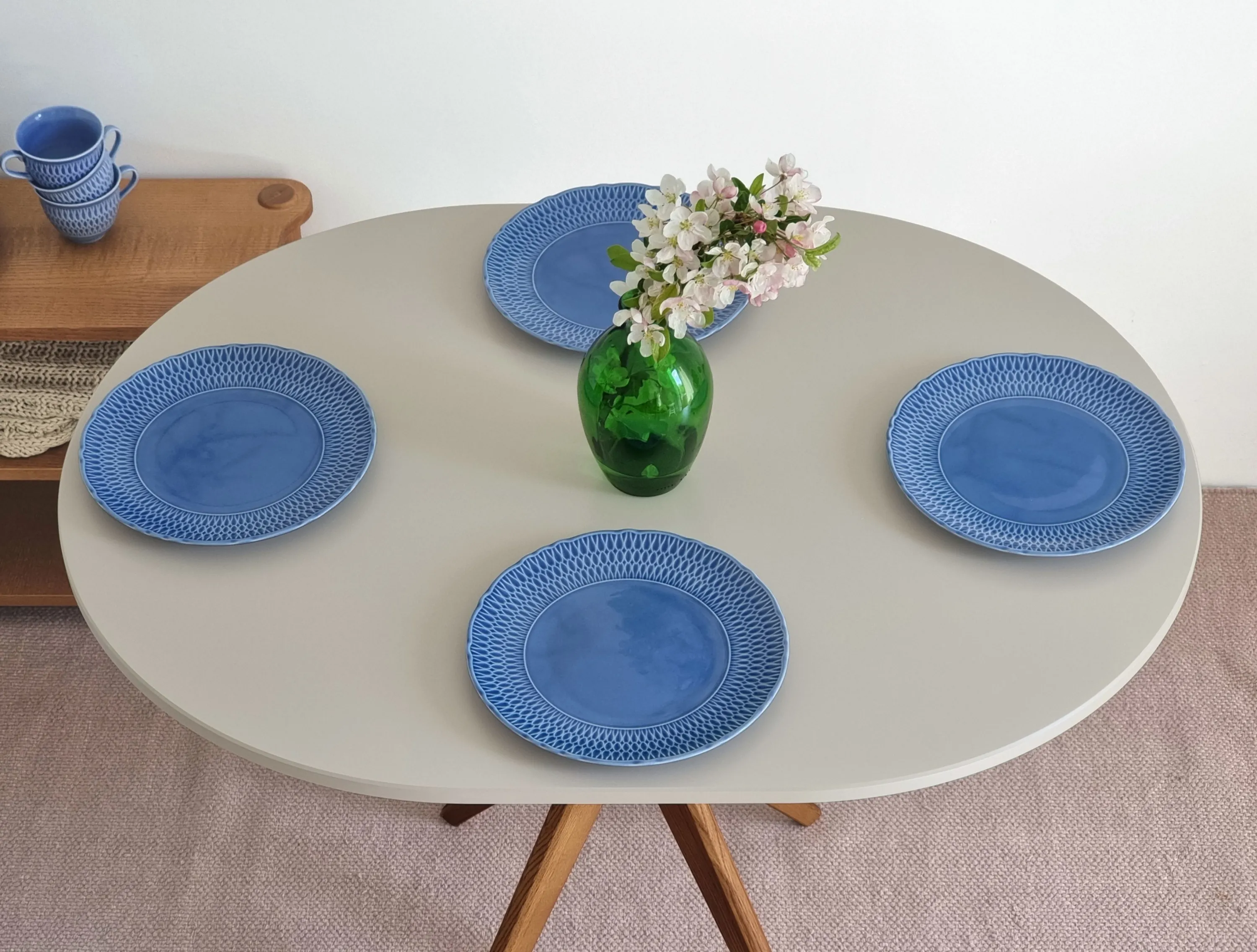 Stół owalny JUBI Racetrack 75x100cm petrol blue dąb - NRGBTJ_OVAL_14_OAK