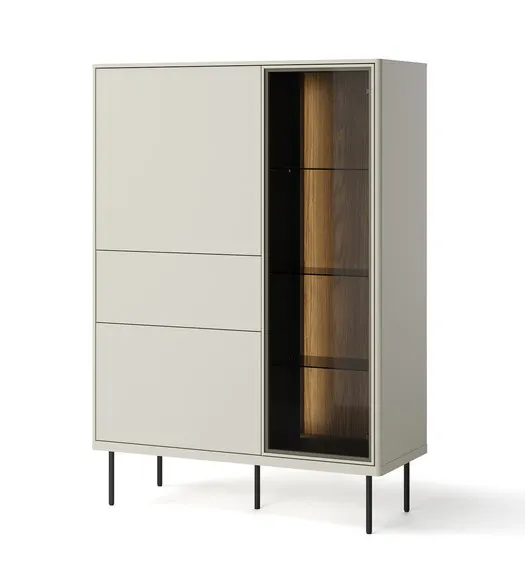 Niska witryna LED Epiro EP-01 kaszmir/dąb ciemny